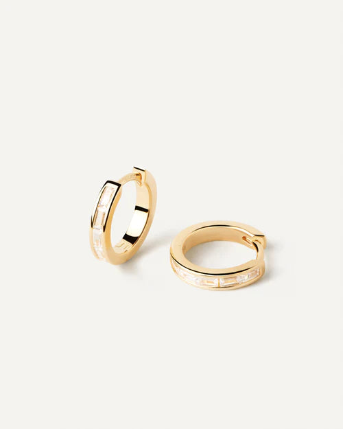 Orecchini Donna PDPaola Argento Dorato 925 Cerchi Semplici Zirconi AR01-960-U