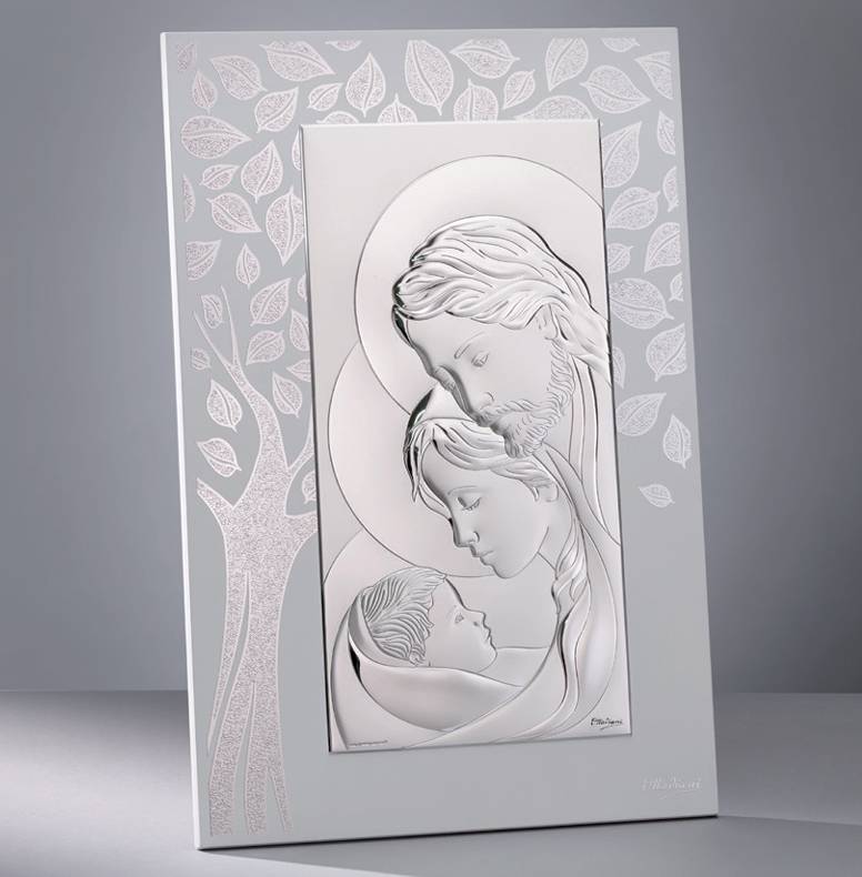 Scultura Ottaviani Sacra Famiglia Argento Lucido Satinato 8006A