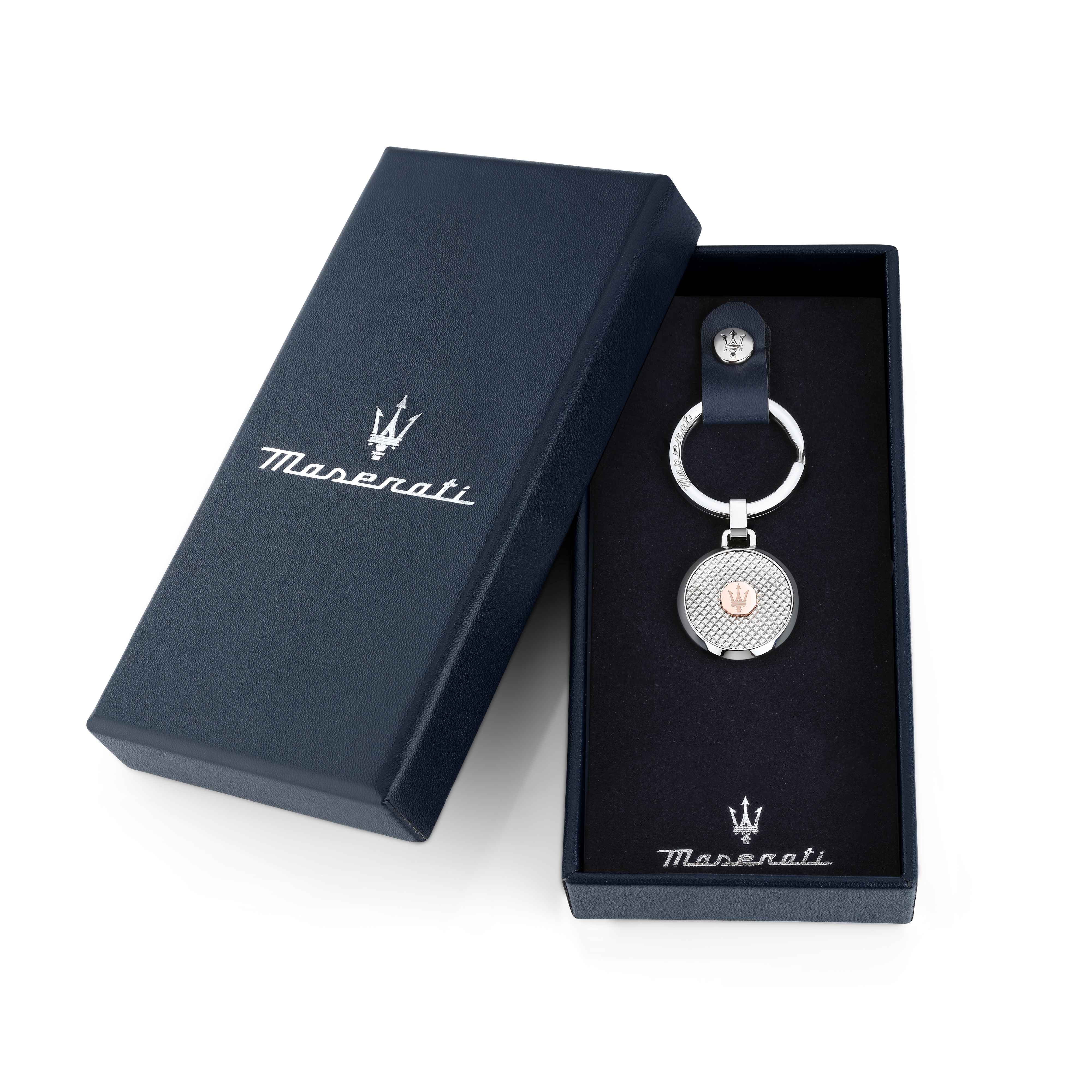 Portachiavi Uomo Maserati Acciaio Lucido Satinato Logo Inciso Rosè KMU2230101