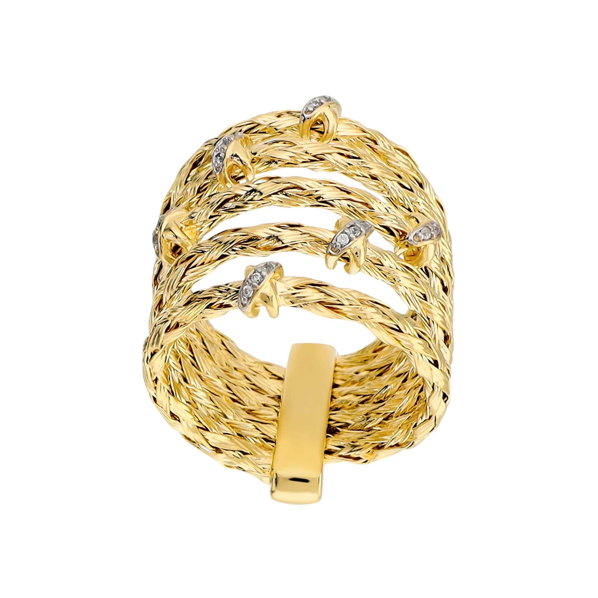 Anello Donna Etrusca Bronzo Dorato Oro 18 KT Zirconi WSET00968.YG-16