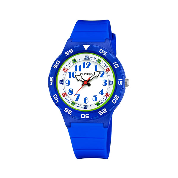 Orologio Bambino Calypso Gomma Quarzo Solo Tempo Numeri Blu Rosso 100 M K5828/4