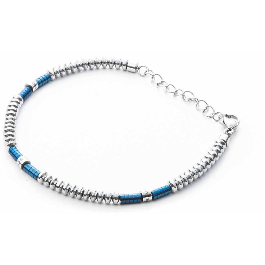 Bracciale Uomo 4US Cesare Paciotti acciaio Bianco e PVD blu 4UBR3134