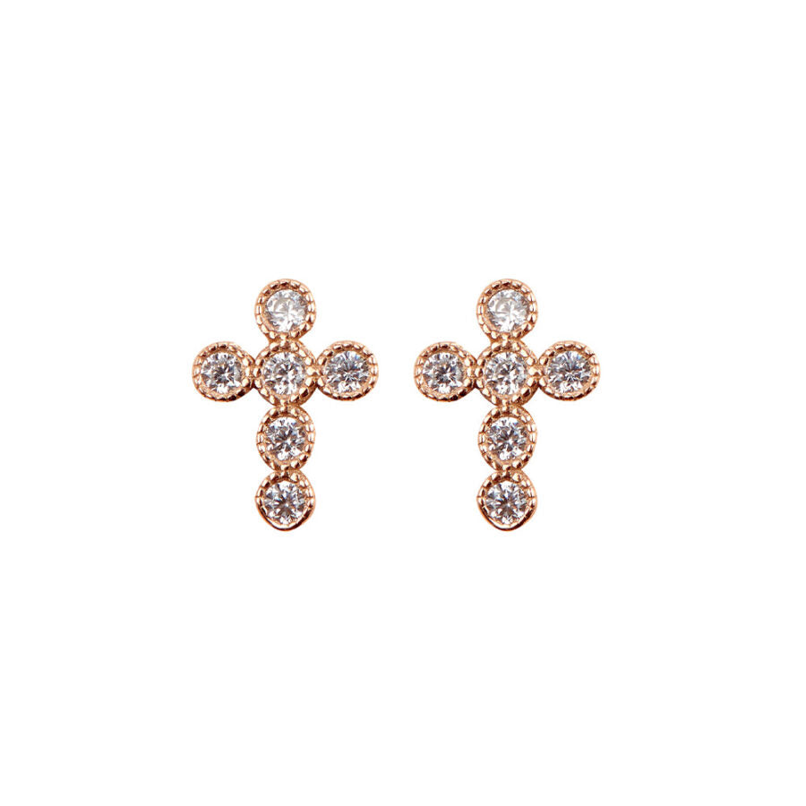 Orecchini Crucis Zirconi Bianchi Argento Dorato 925 AGI128/O-OB