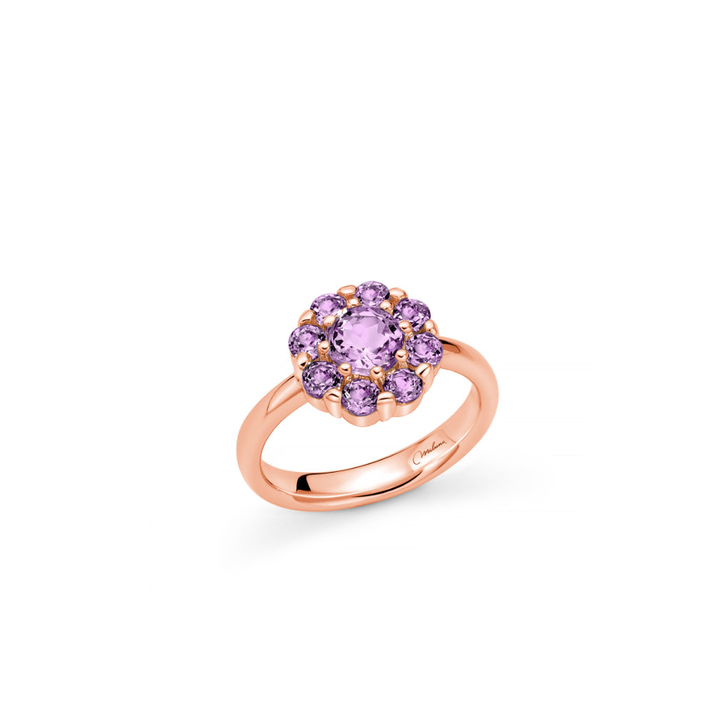 Anello Donna Miluna Gemma Del Cielo Argento Rosè 925 Ametista Fiore LID3853