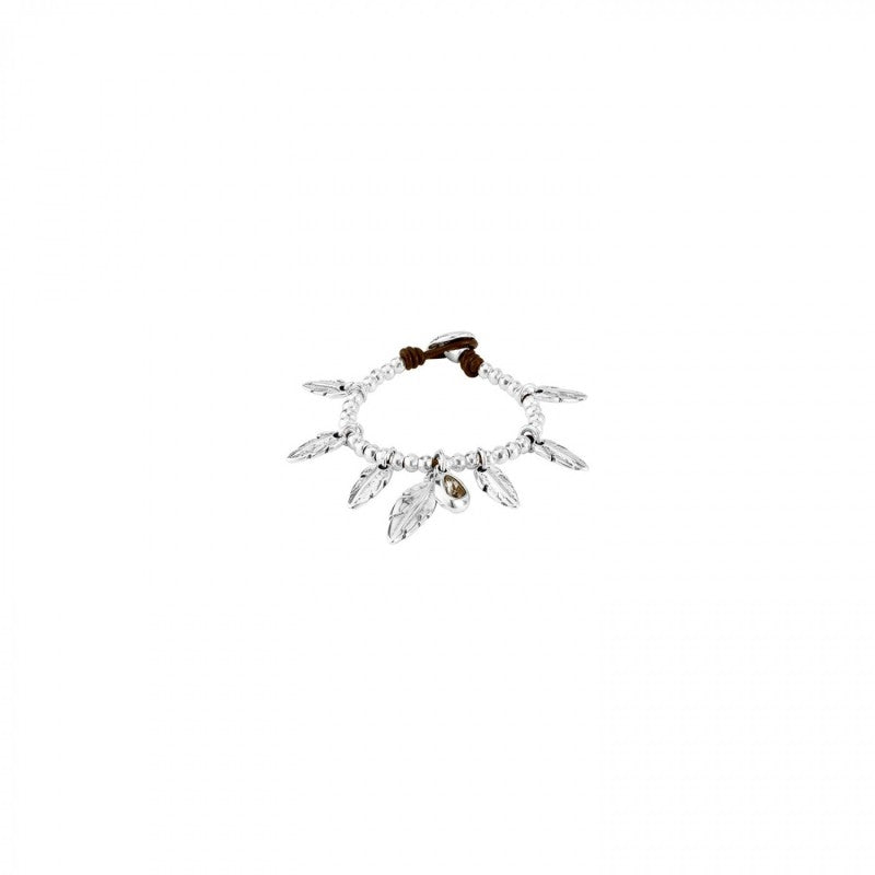 Bracciale Donna Uno De 50 Con Swarovski Grigio E Piume