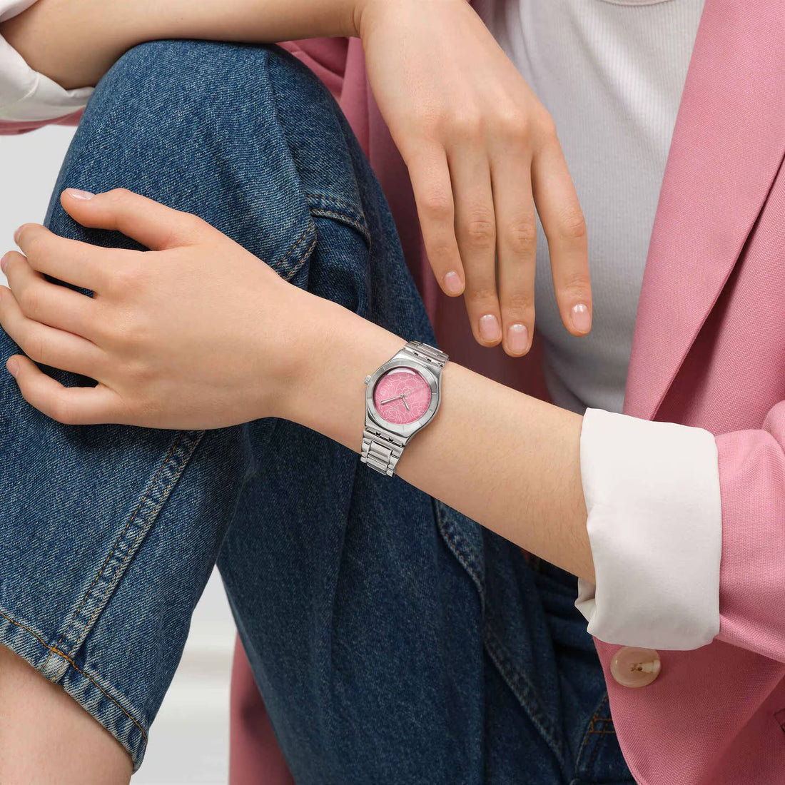 Orologio Donna Swatch PETAL CHARM Rosa Quarzo Acciaio YLS234G