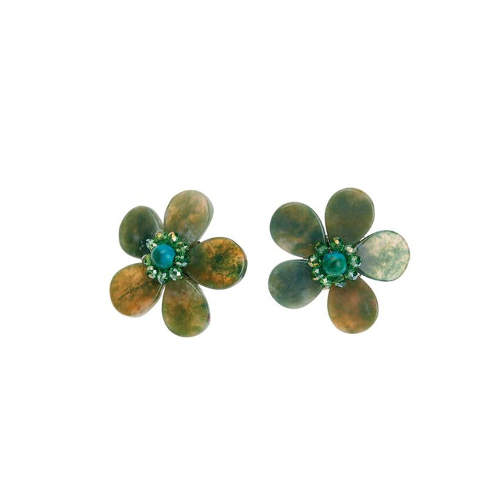 Orecchini Donna Ottaviani  con agata verde,cristalli a clip 500852O