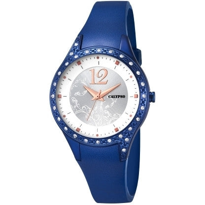 Orologio Donna Calypso Gomma Blu Zirconi Bianchi K5660/5