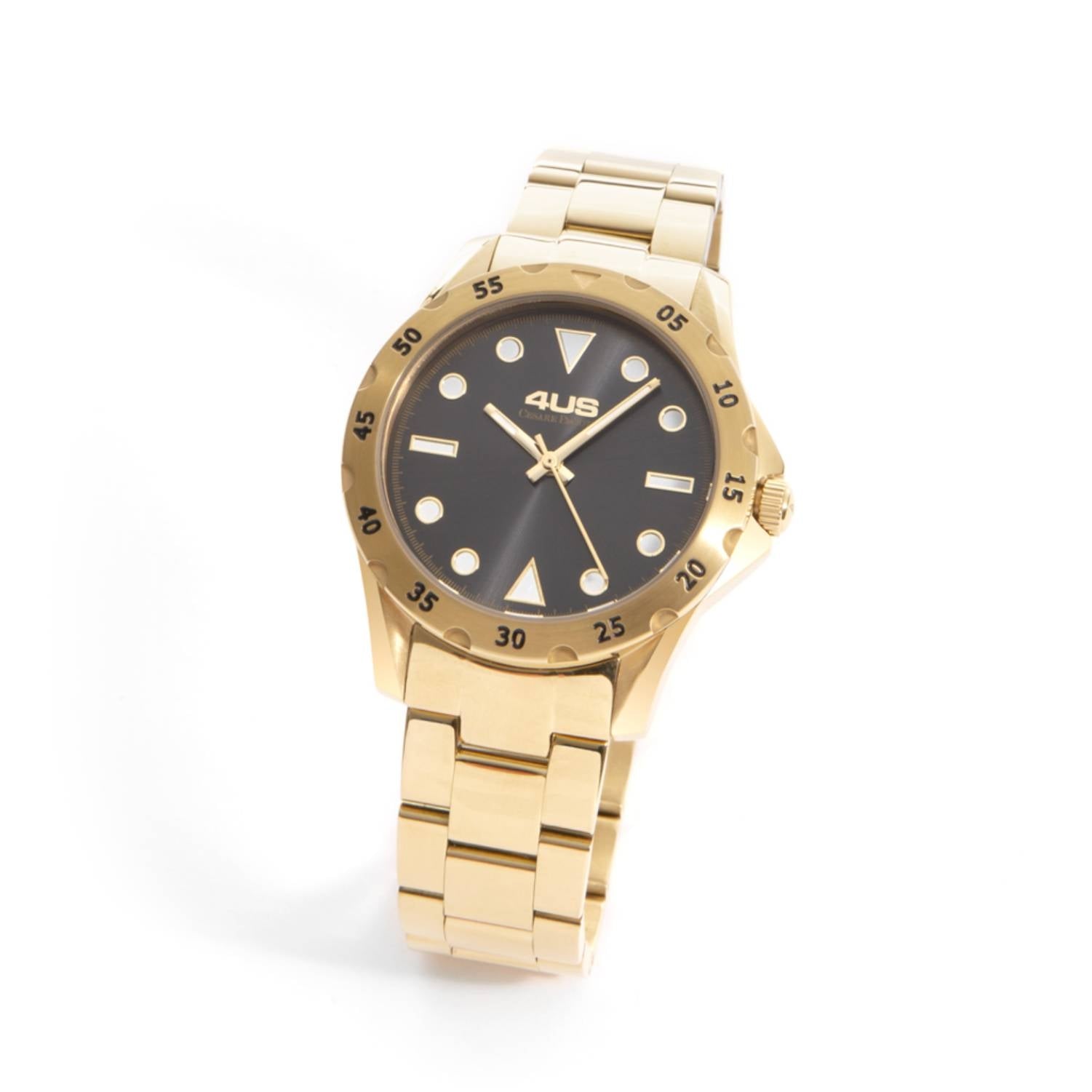 Orologio Uomo 4US Cesare Paciotti Bambino Quarzo Solo Tempo Dorato Nero T4LS324