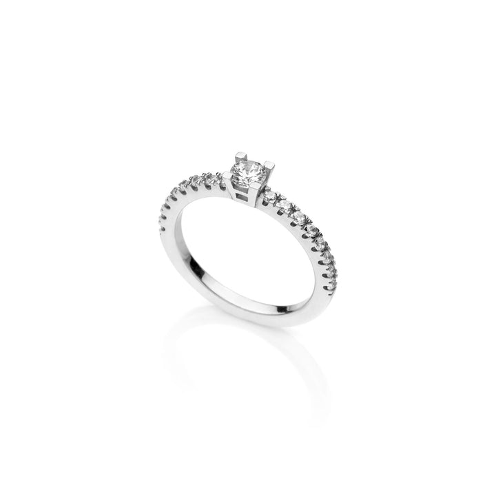 Anello Donna Unoaerre Argento Bianco Solitario Zirconi Laterali 520380 Misura 15