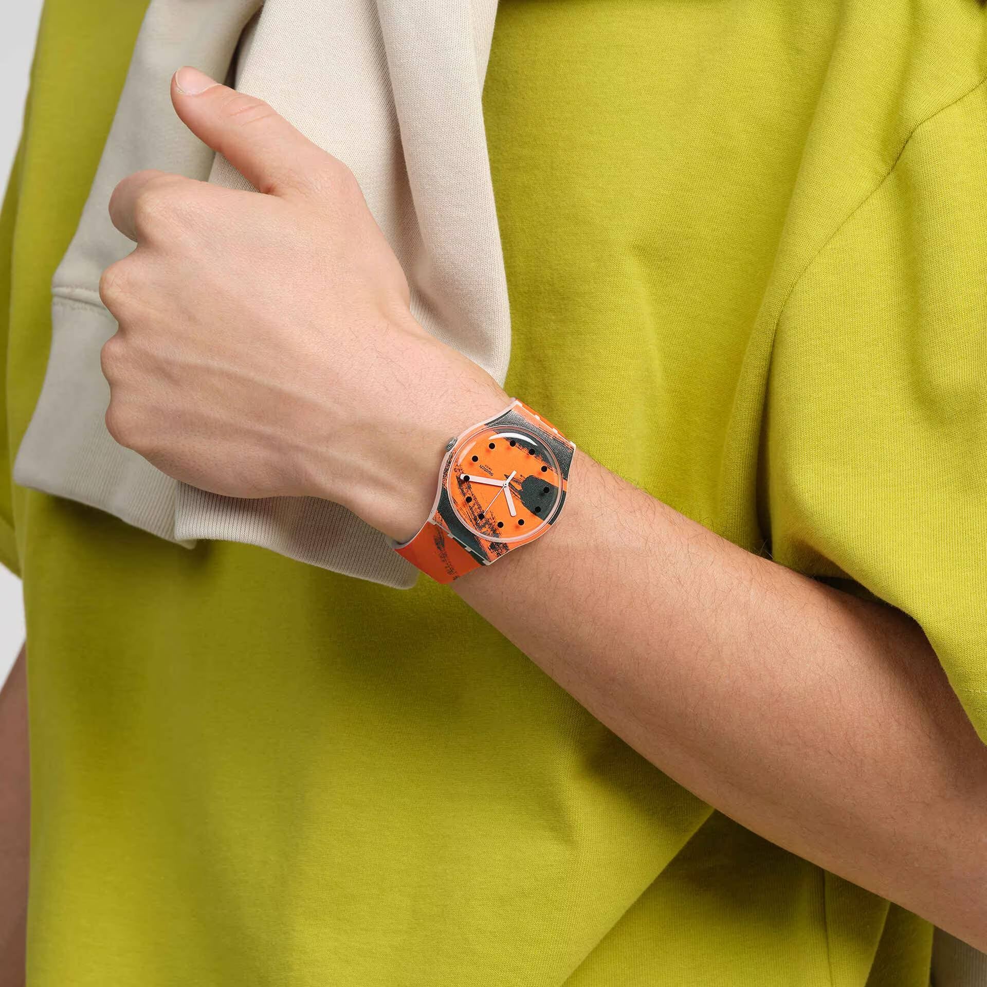 Orologio Unisex Swatch Barns-Graham's Orange And Red On Pink SUOZ362