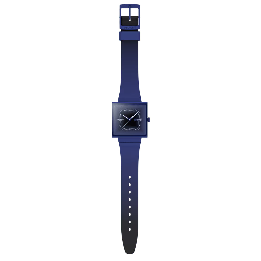 Orologio Unisex Swatch What IF SQUARELY BLACKLIGHT Cassa Quadrata Blu SO34N700
