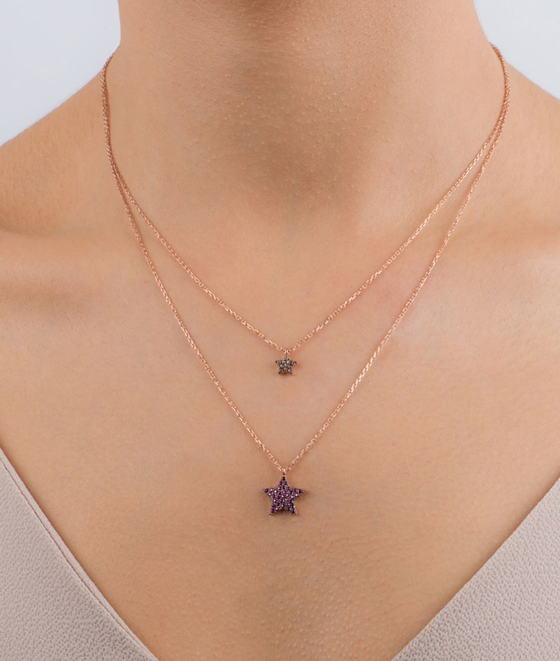 Collana Donna Kurshuni Argento 925 Stella Zirconi Rossi KX164-2Q0SP