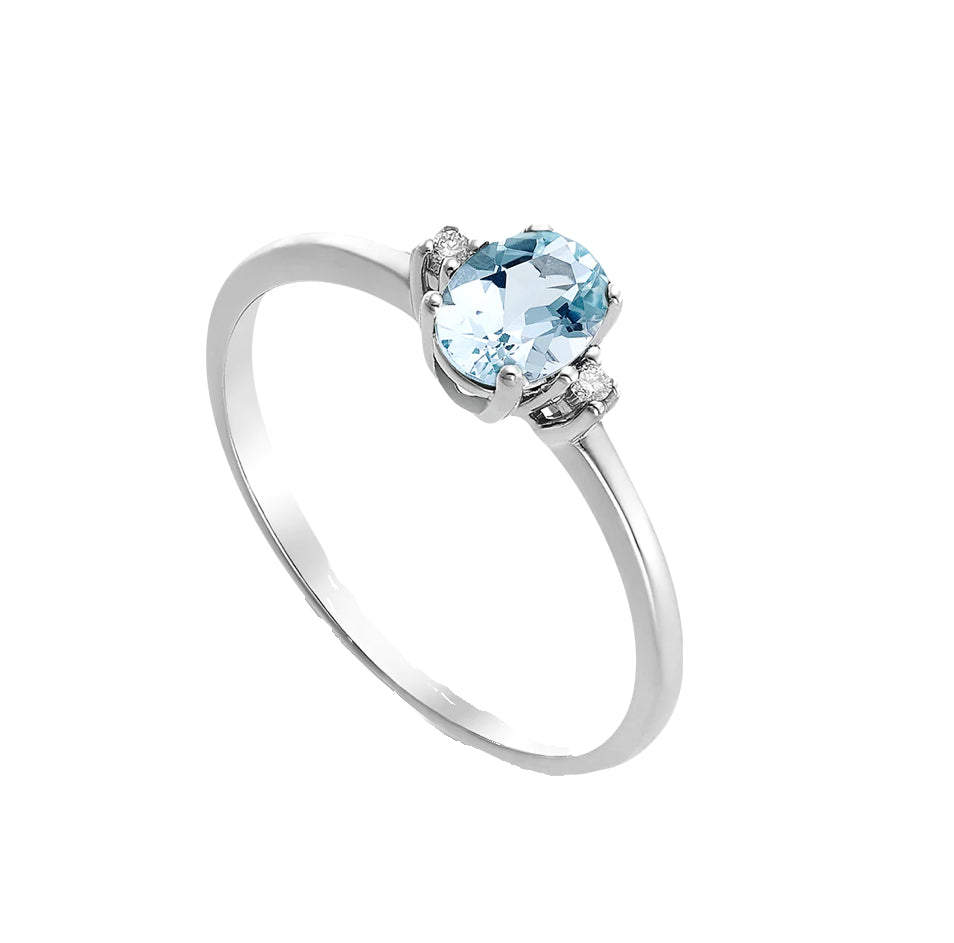 Anello Donna Mikiko Oro 18 Kt Acquamarina ct.1,00 diamanti 0,05 MA5074O4AM