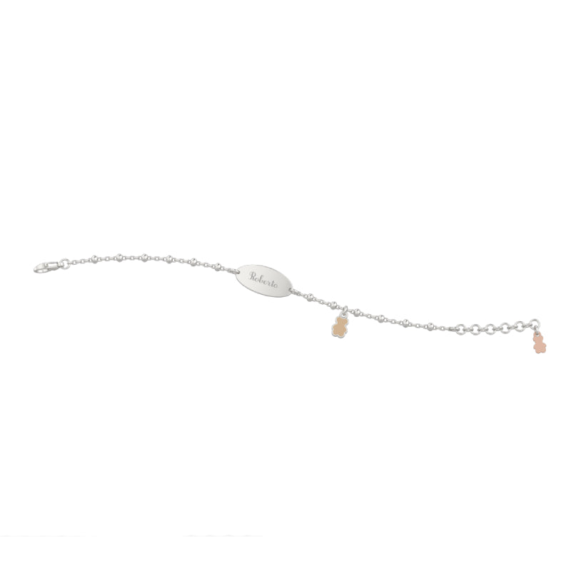 Bracciale Bambino Nanàn Argento Rosè 925 Targhetta Per Incisioni NAN0060