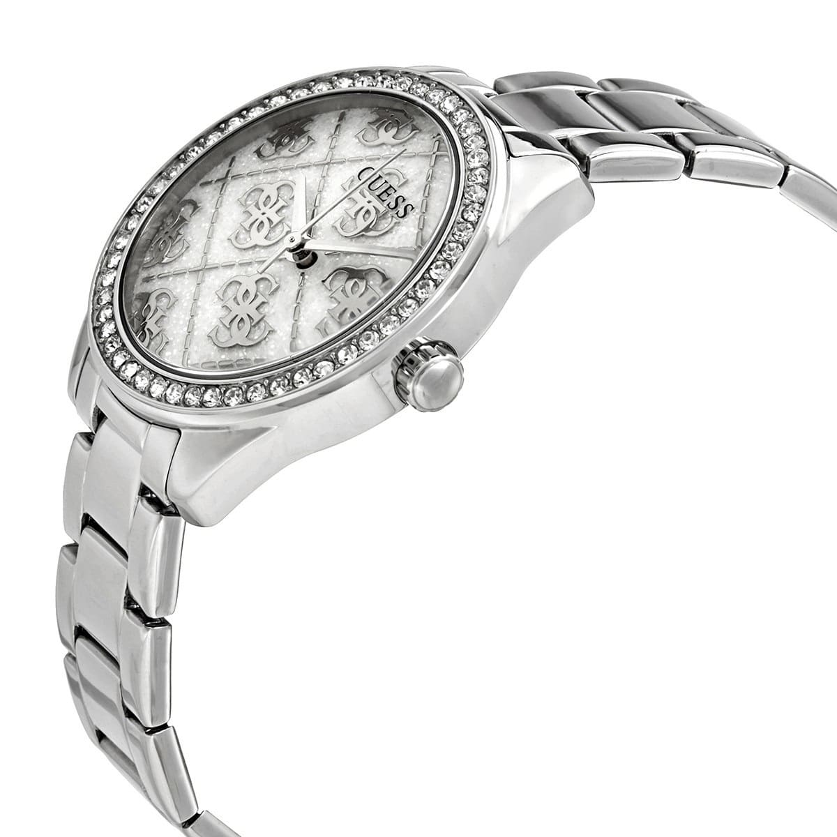 Orologio Donna Guess Quarzo Solo Tempo Acciaio Lavorato Zirconi Bianchi GW0001L1