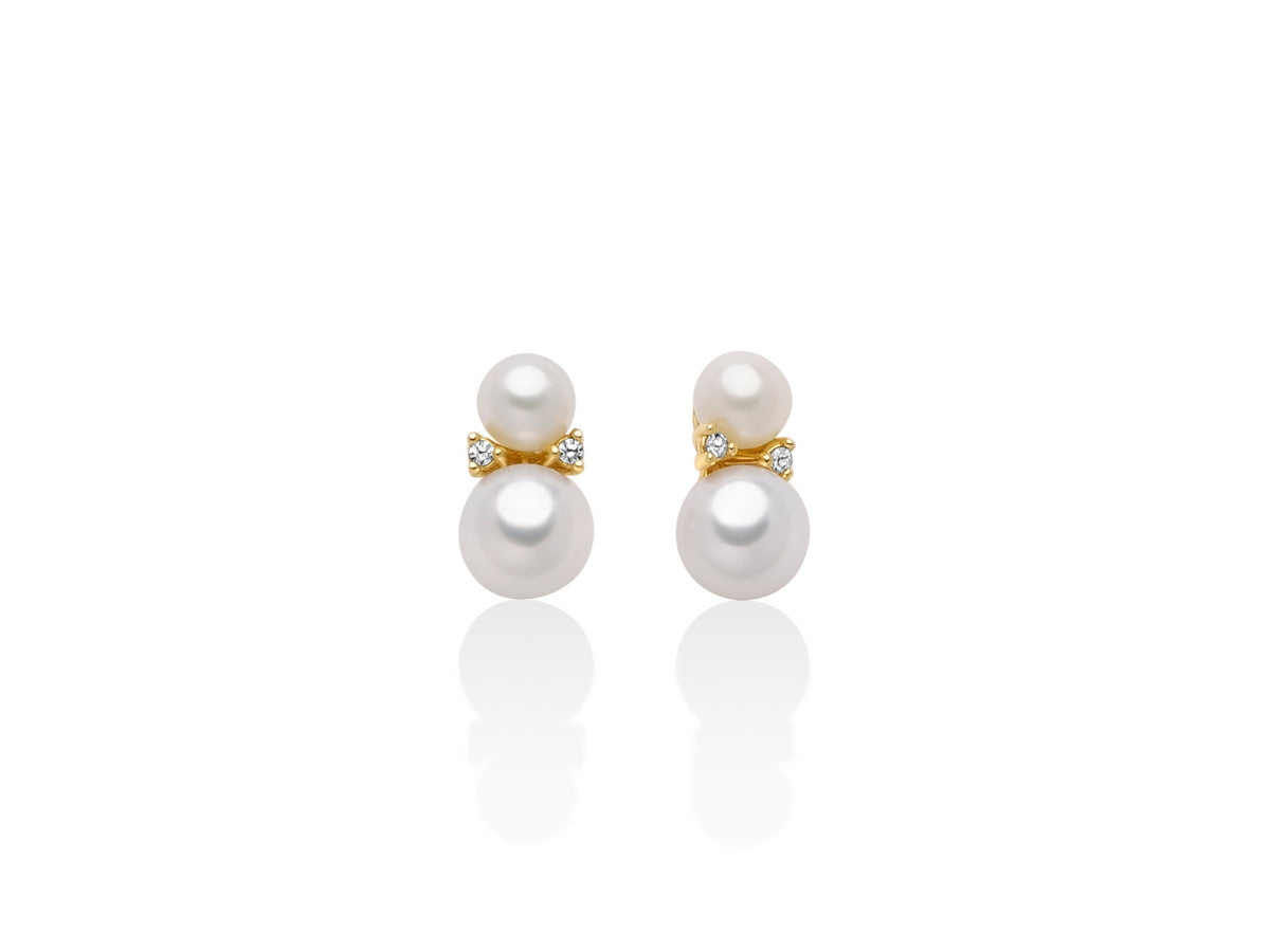 Orecchini Donna Miluna Oro Giallo 9kt Perla 3,5-4 e 5-5,5 mm e Diamanti PER2729X