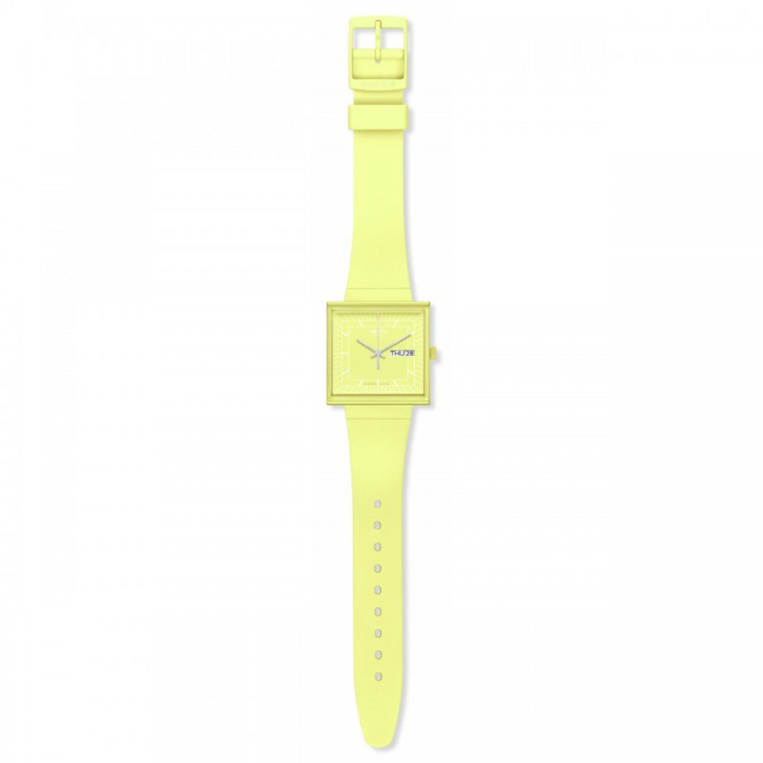 Orologio Unisex Swatch What IF Cassa Quadrata giallo Quarzo Doppia Data SO34J700