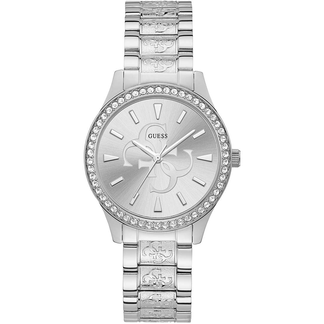 Orologio Donna Guess Quarzo Solo Tempo Acciaio Lavorato Zirconi Bianchi W1280L1