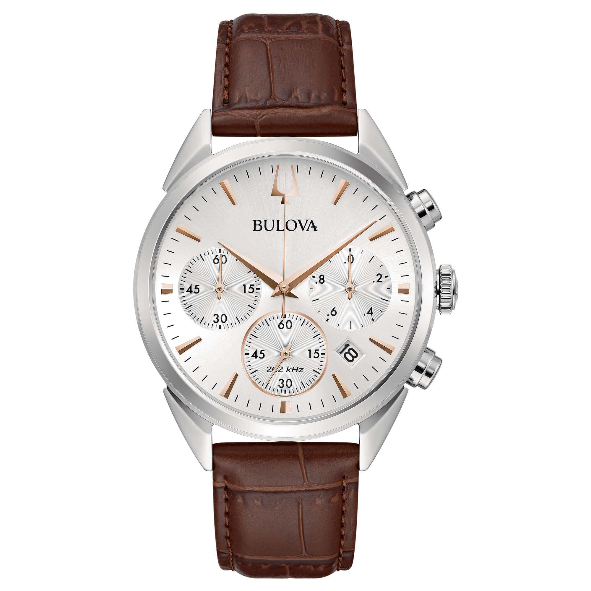Orologio Uomo Bulova Cronografo HIGH PRECISION Acciaio Pelle Marrone 96B370