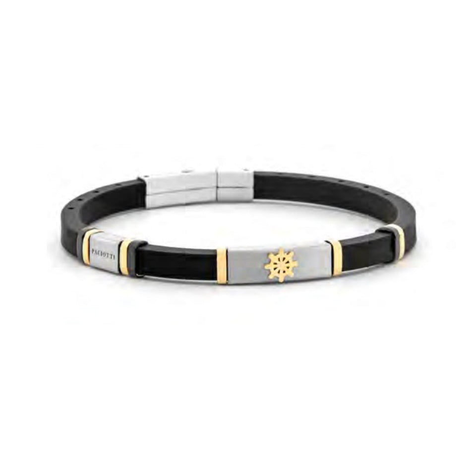 Bracciale Uomo acciaio 4US Cesare Paciotti con Caucciu nero acciaio 4UBR7952