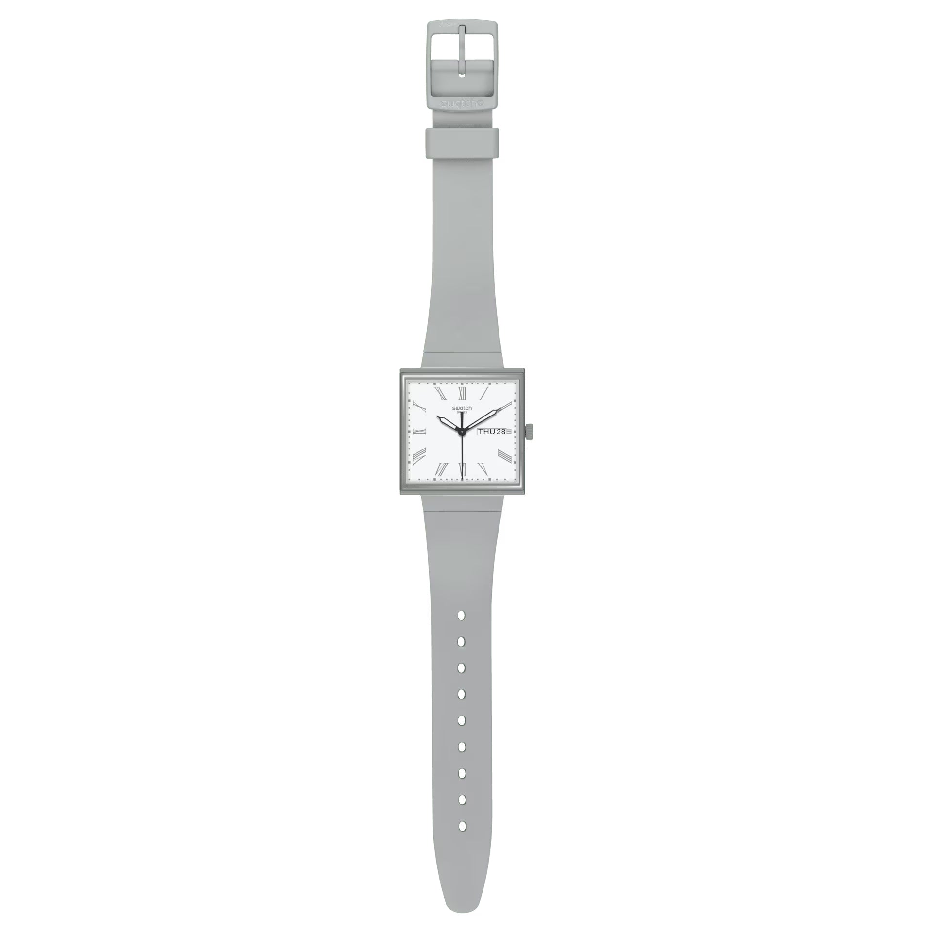 Orologio Unisex Swatch What IF Cassa Quadrata Grigio Quarzo Doppia Data SO34M700