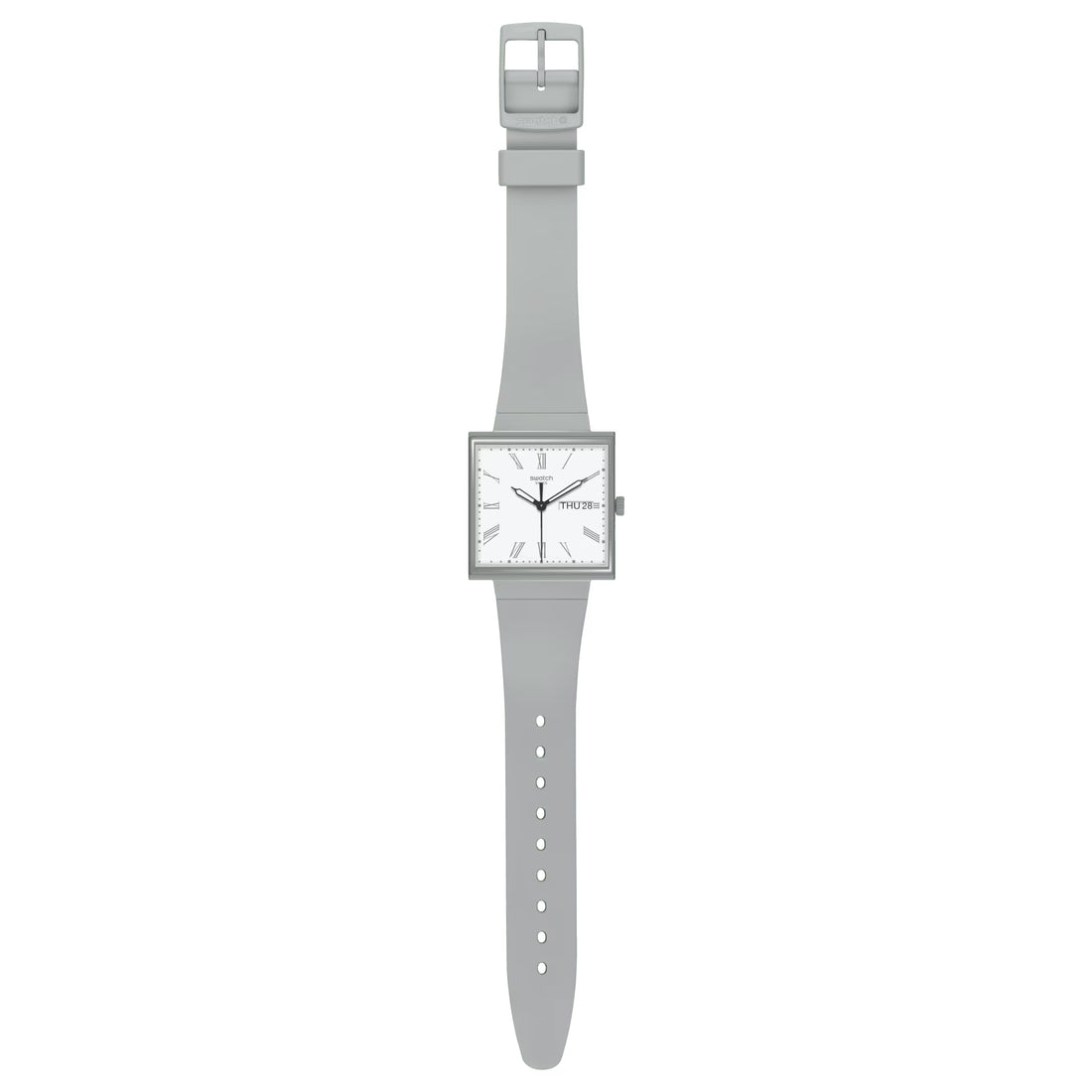 Orologio Unisex Swatch What IF Cassa Quadrata Grigio Quarzo Doppia Data SO34M700