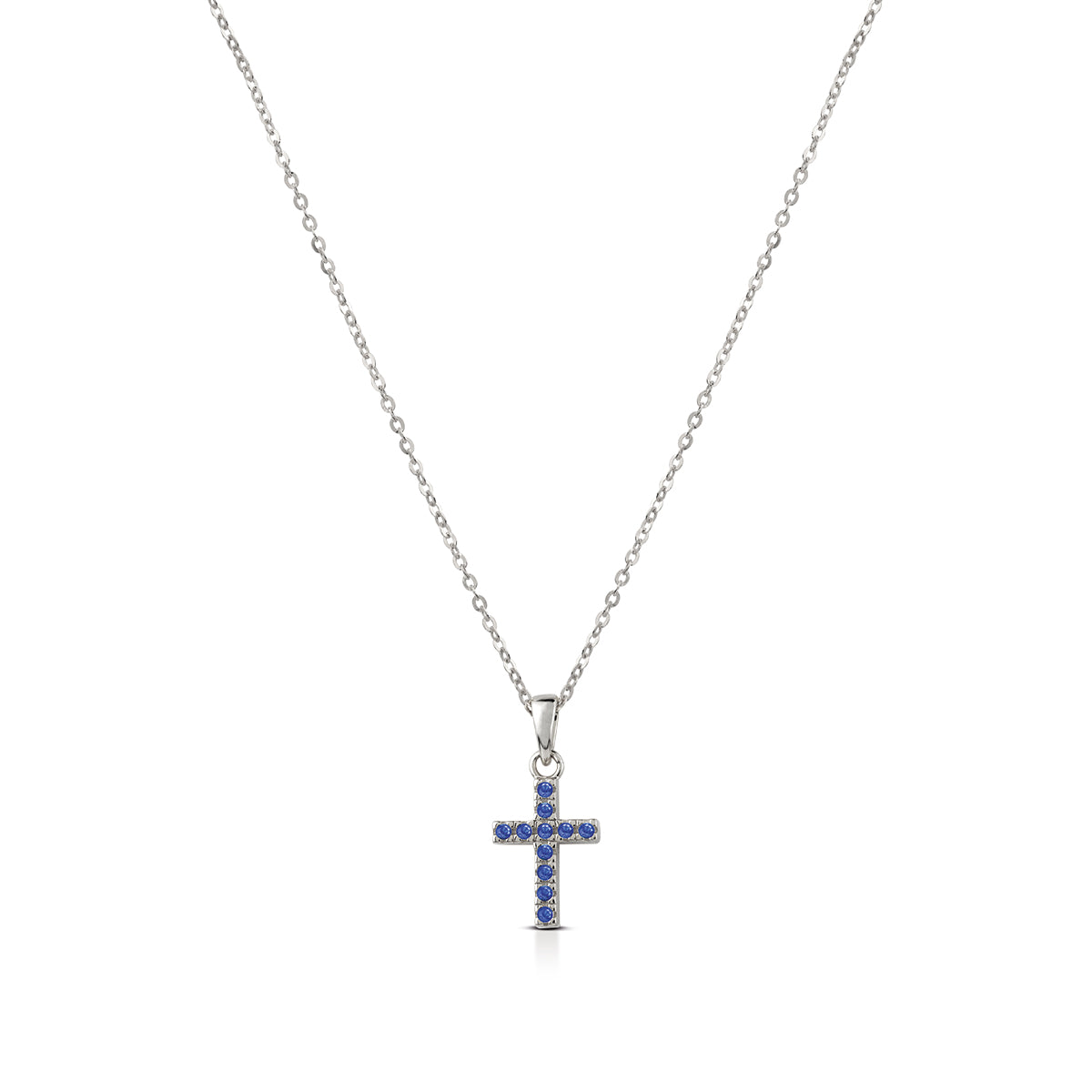 Collana Donna Kulto Argento 925 Croce Zirconi Blu K925-180-2300
