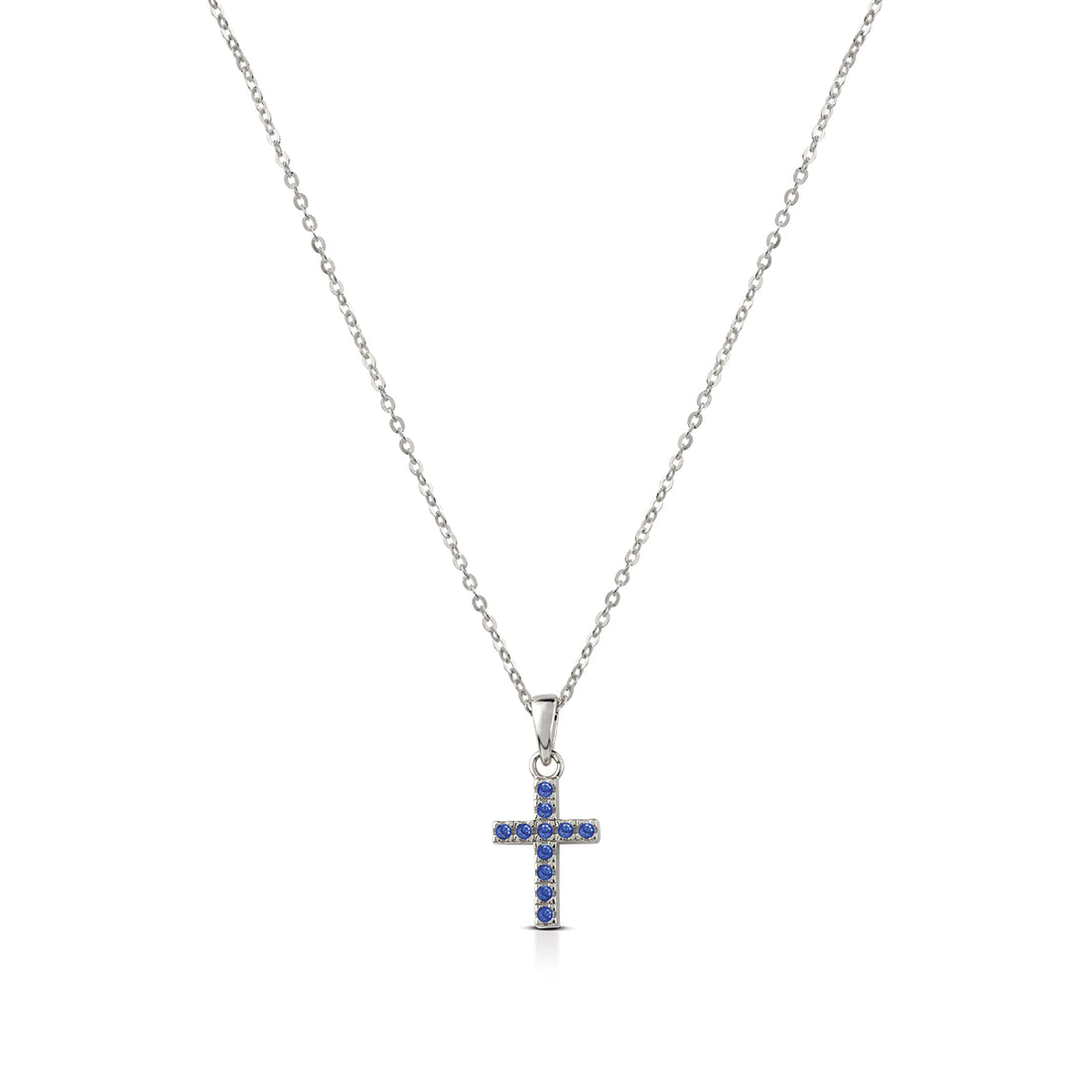 Collana Donna Kulto Argento 925 Croce Zirconi Blu K925-180-2300