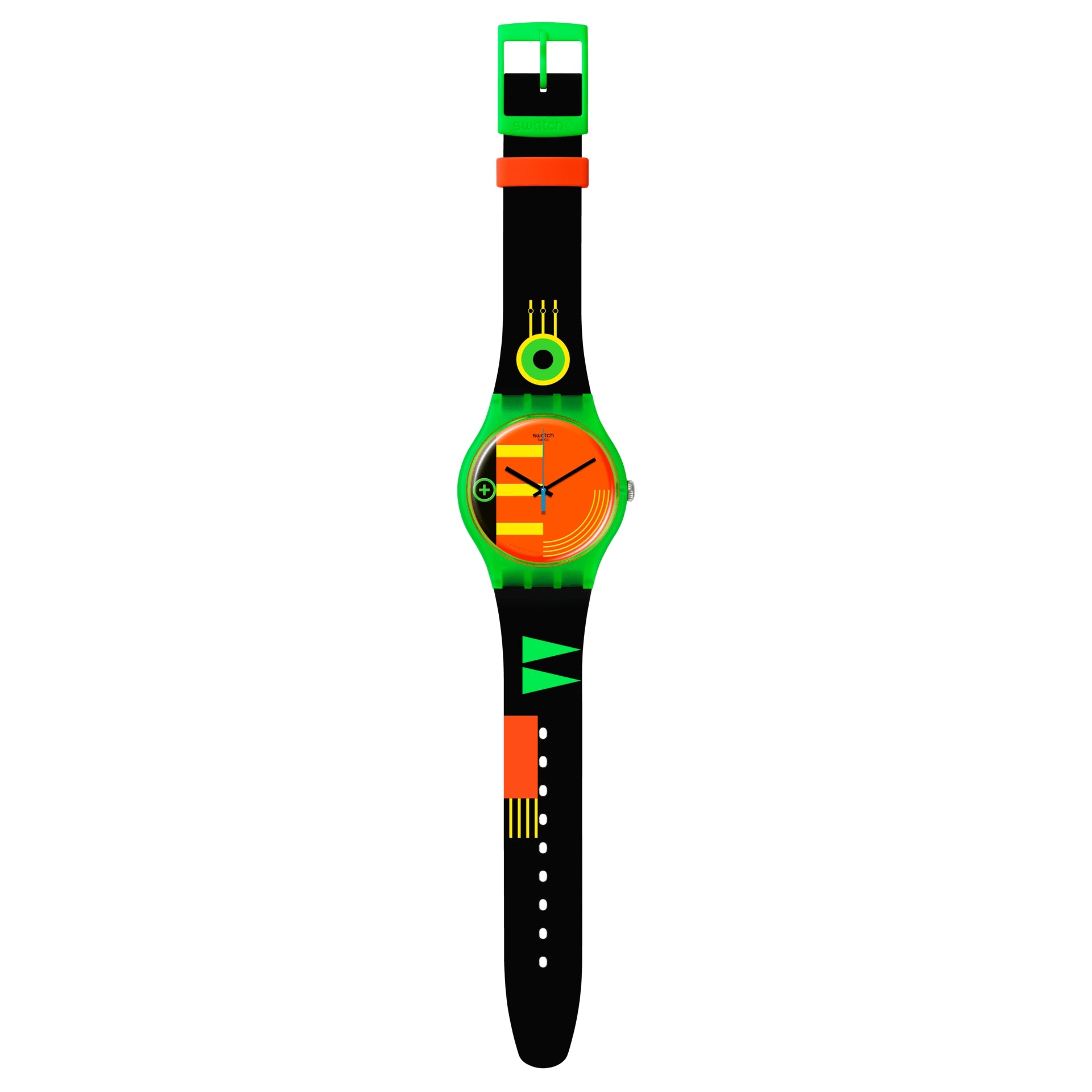 Orologio Unisex Swatch Neon Rider 1989 Nero Giallo SO29G106