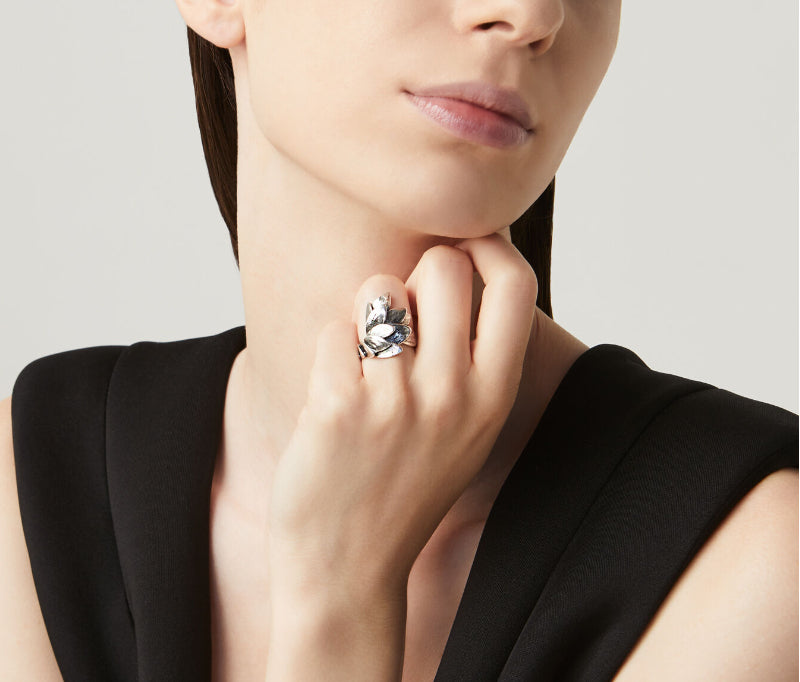 Anello Donna Giovanni Raspini Argento 925 Skin Petali Fiore Lastra Grande 11126/14