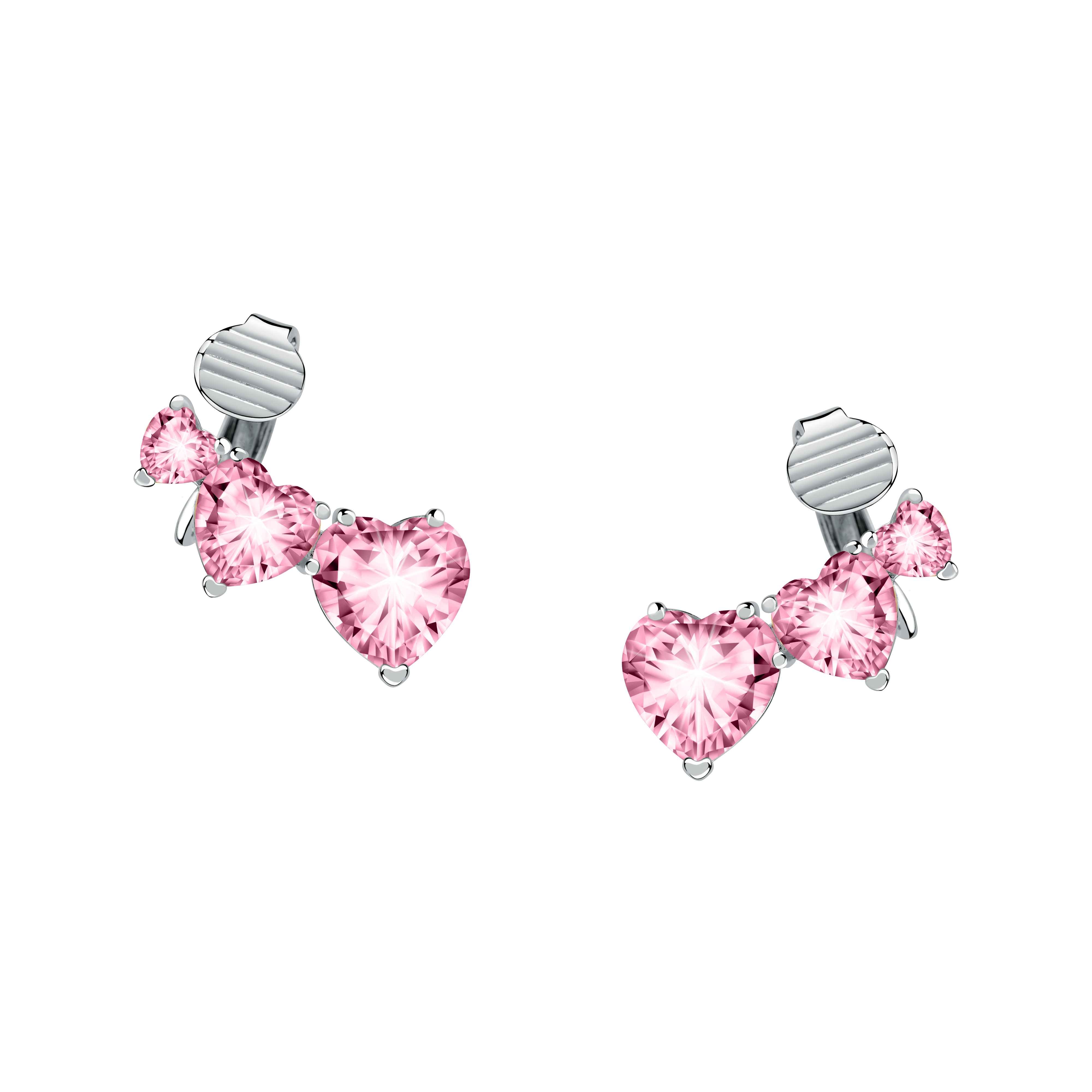 Orecchini Donna Chiara Ferragni Acciaio Zircone Rosa a forma di cuore