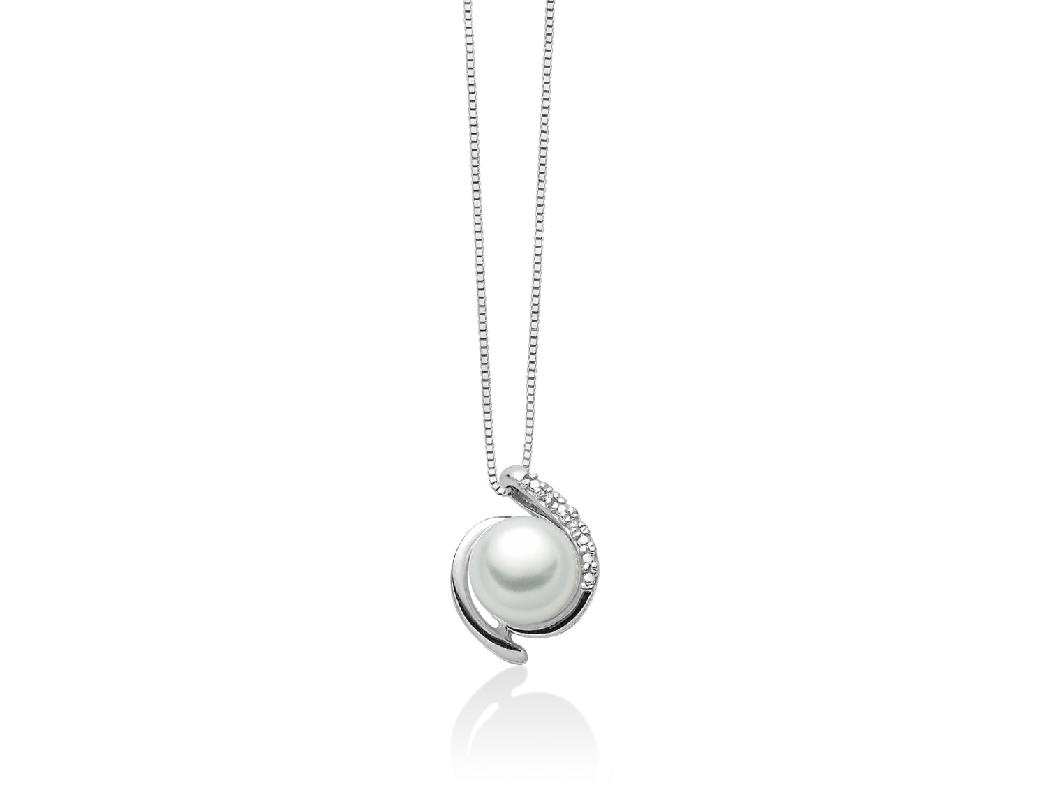 Collana Donna Miluna Girocollo Oro Bianco 375 Perla 7,5-8 mm Diamanti PCL5172X