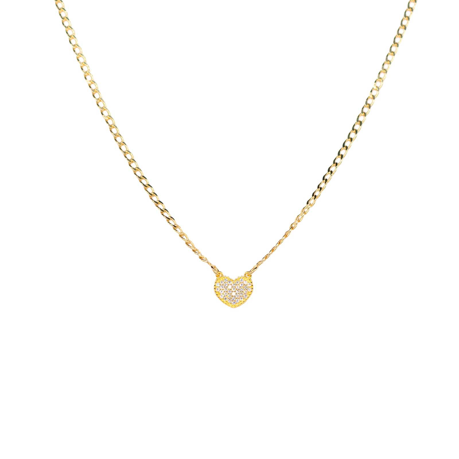 Collana Donna Re Mida Argento 925 Dorato Cuore Con Zirconi Bianchi C035
