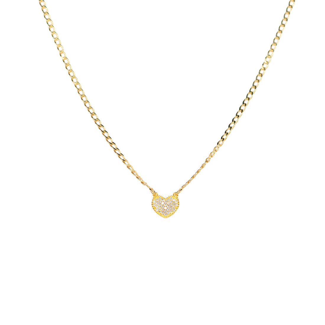 Collana Donna Re Mida Argento 925 Dorato Cuore Con Zirconi Bianchi C035