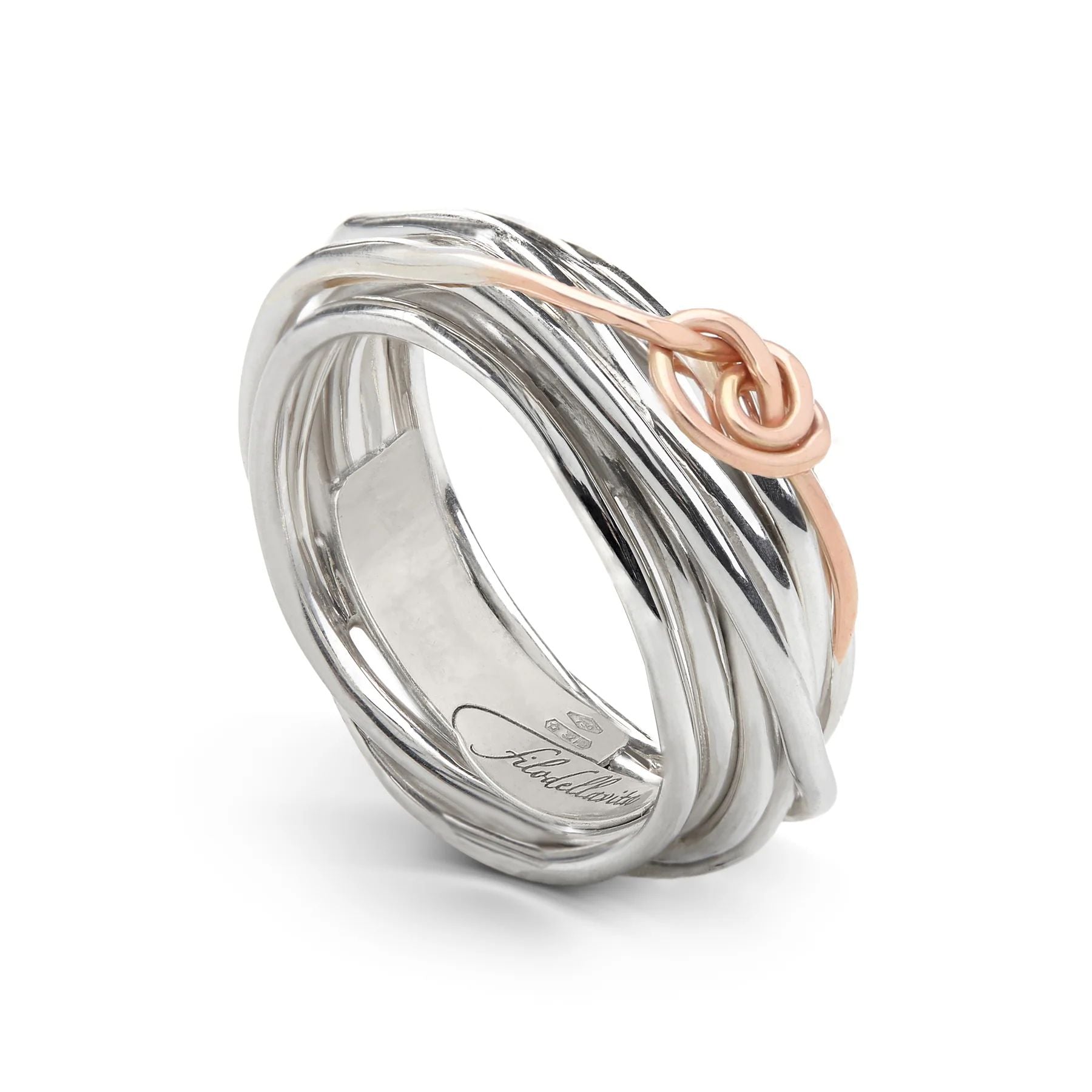 Anello Donna Filo Della Vita Argento 925 Oro Rosa 9 KT 7 Fili Classic Mis 15 AN07AR