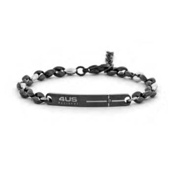Bracciale Uomo 4US Cesare Paciotti Acciaio Nero PVD Targhetta 4UBR8032