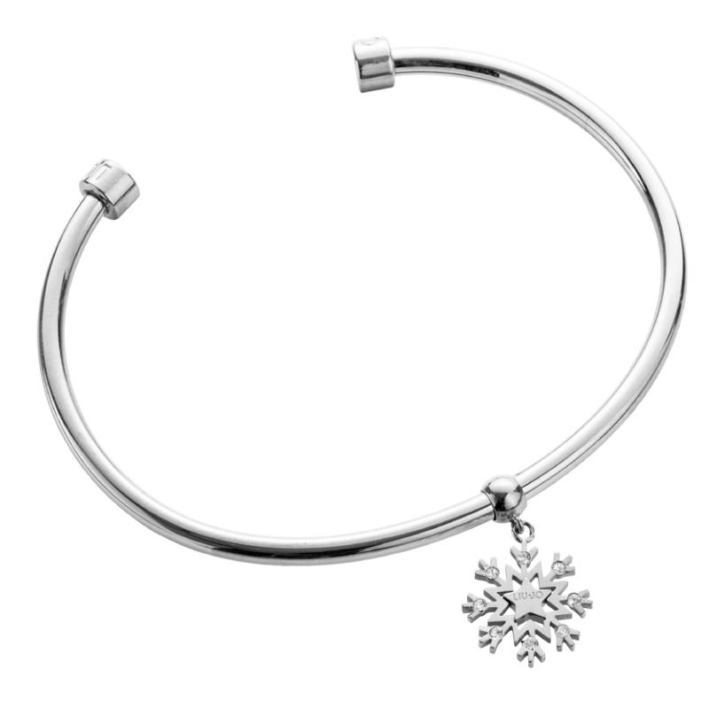 Bracciale Donna Liu Jo Acciaio Rigido Liscio Fiocco Di Neve Zirconi Bianchi LJ2114