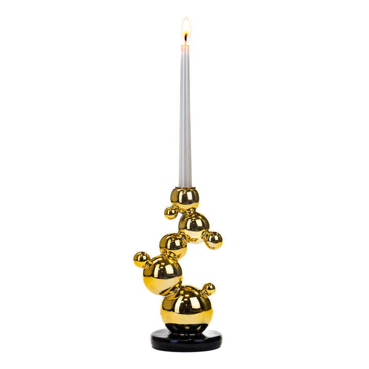 Candeliere Goodwill Artigianale Resina Dorata Bolle Altezza 26 cm D43323