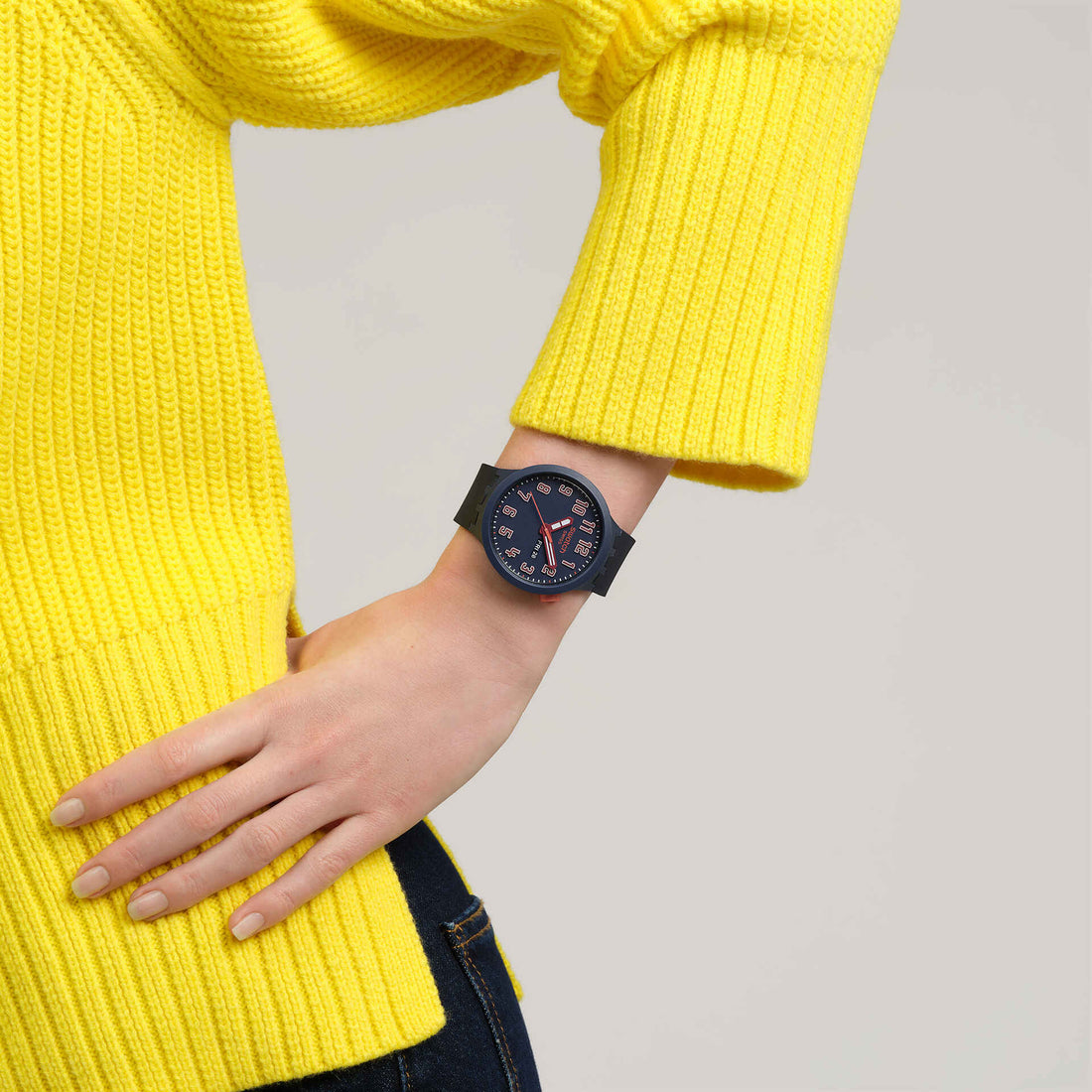 Orologio Uomo Swatch ESSENTIALLY CONFIDENT Quarzo Data Blu SB01S700