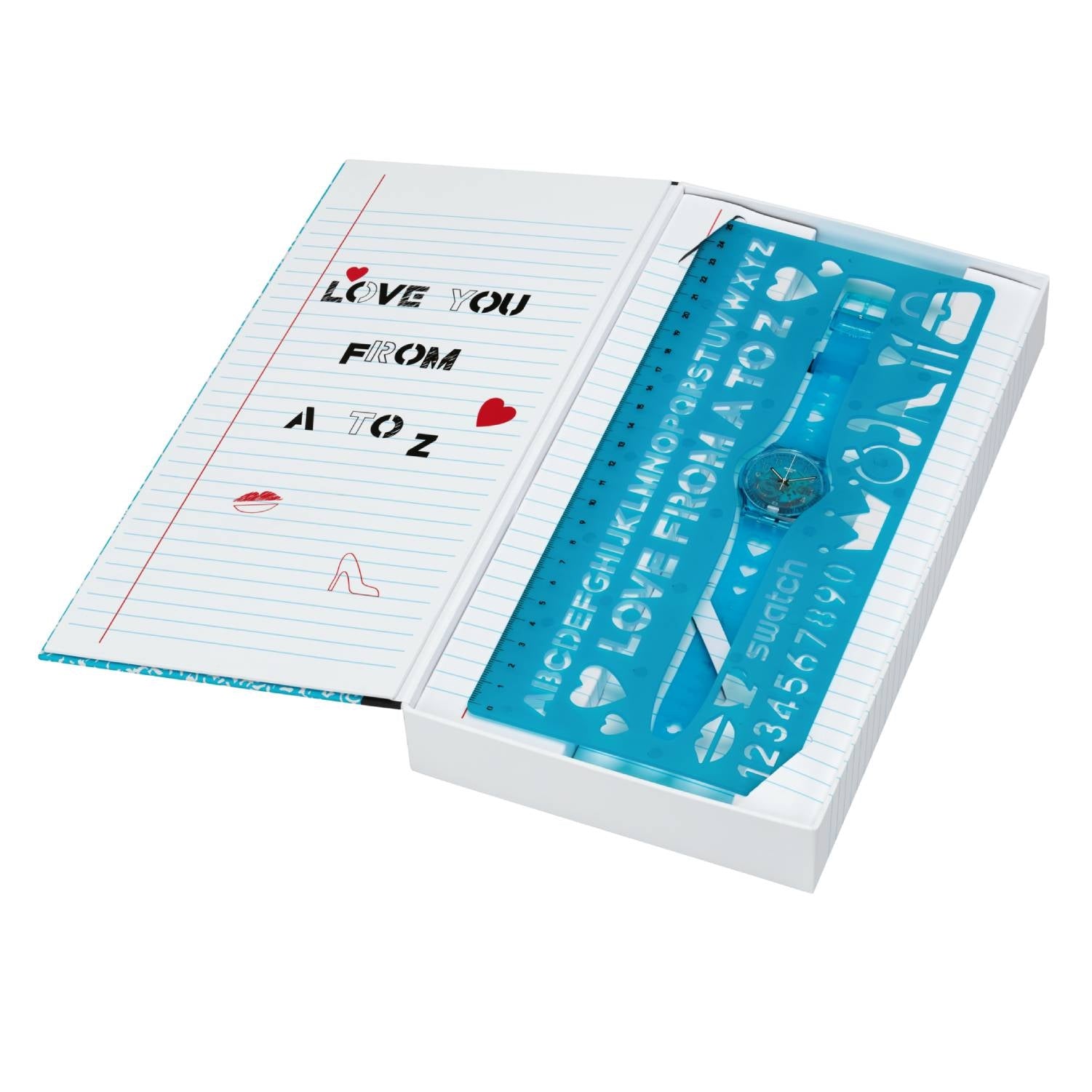 Orologio Donna Gomma Swatch Quarzo Solo Tempo Numeri I Love Mom Blu GZ353