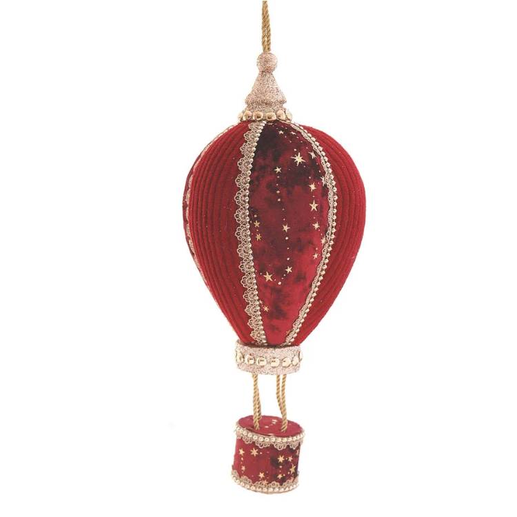 Mongolfiera Natalizia Vetur 34 cm Velluto Rosso 16175