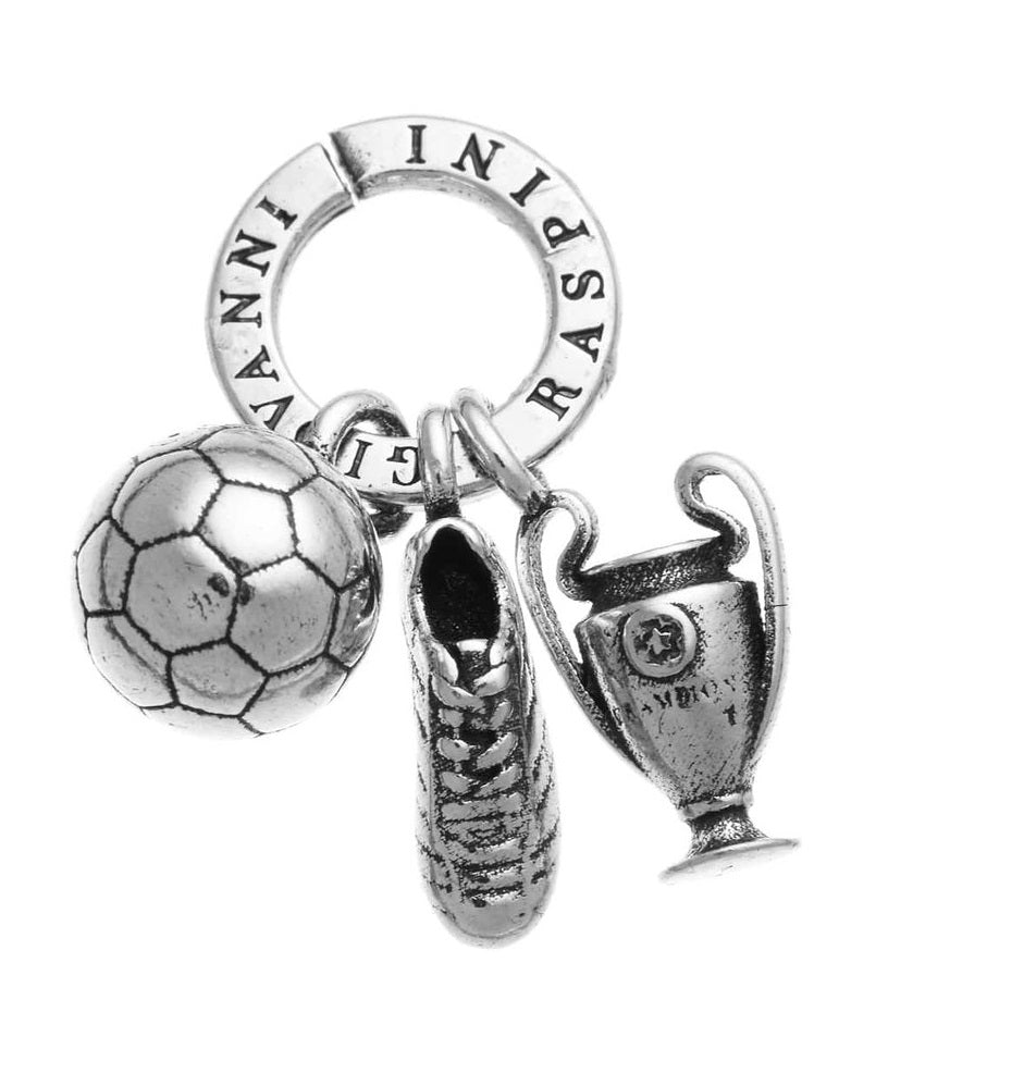 Charm Uomo Giovanni Raspini Argento 925 Calcio Tris Realizzato A Mano 10712