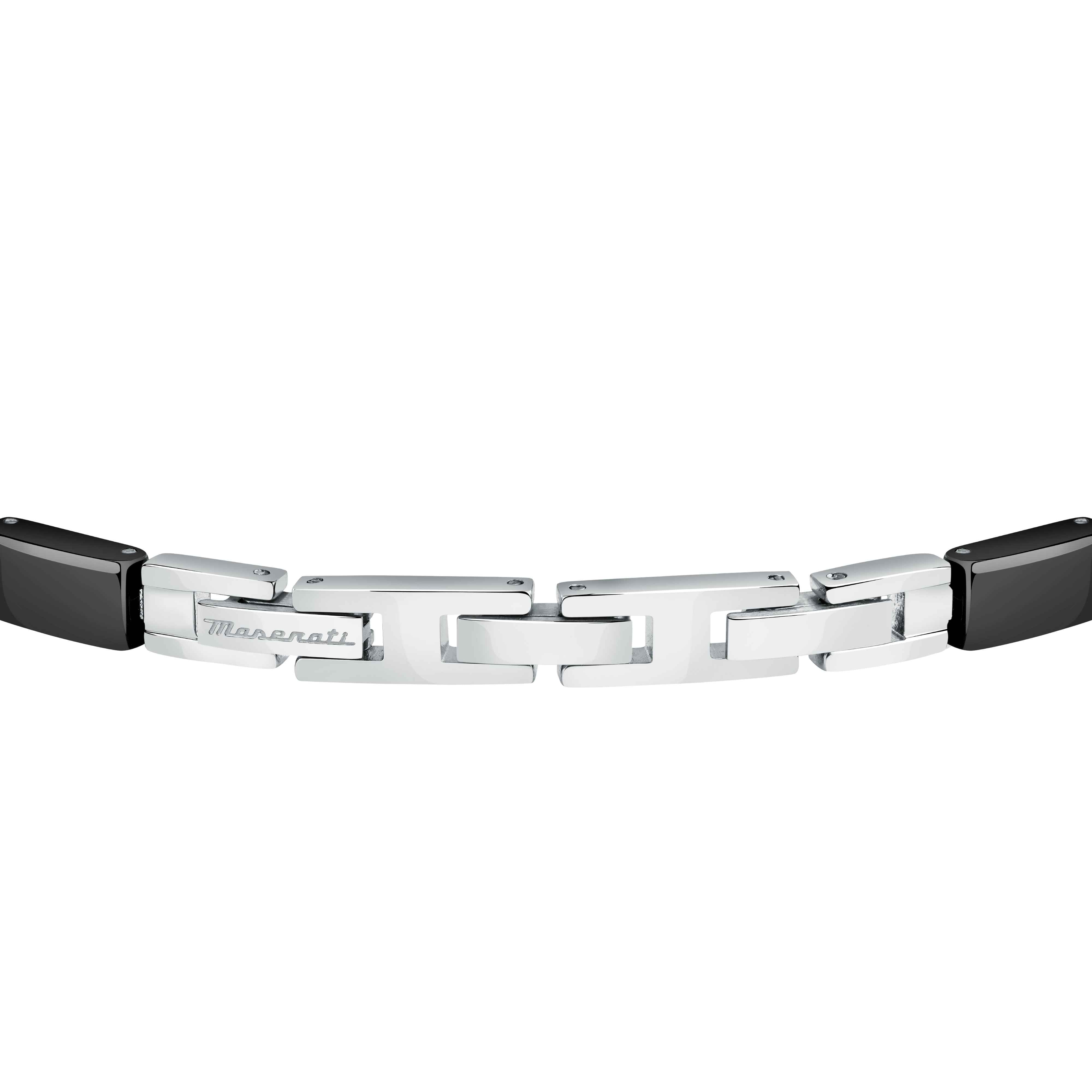Bracciale Uomo Maserati Acciaio Traforato Ceramica Nera Zirconi Neri JM223ATZ22