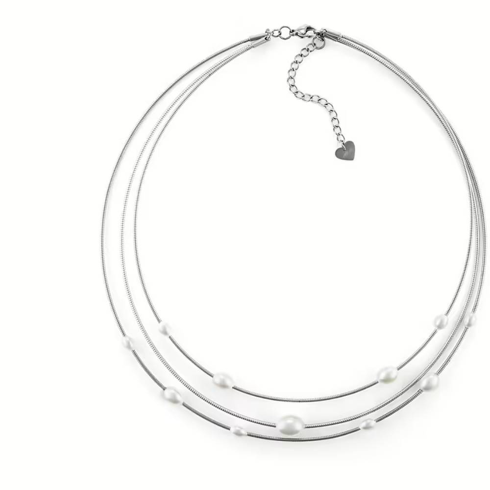 Collana Donna Acciaio rigida multifilo 4US Cesare Paciotti  Perle 4UCL6461W