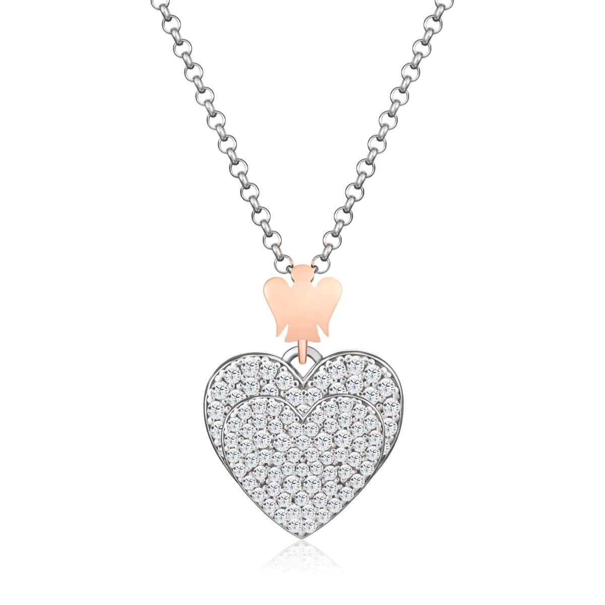 Collana Donna Argento 925 Roberto Giannotti Angelo Cuore Zirconi Bianchi GIA434