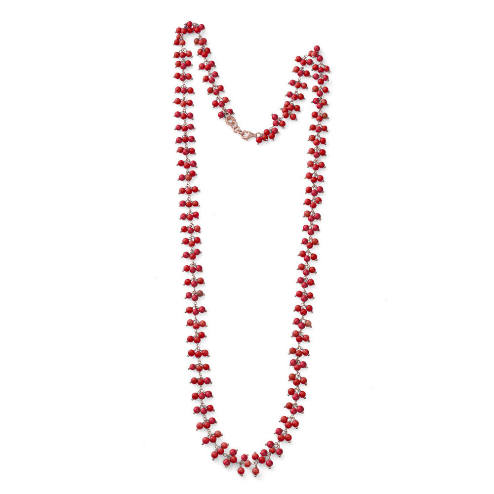 Collana Donna Maria Cristina Sterling Argento 925 Pasta Di Corallo Rosso G4106
