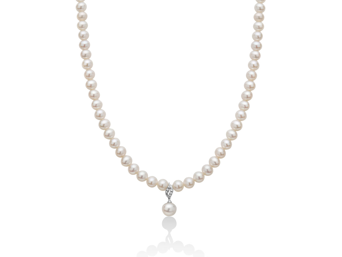 Collana Girocollo Perle Miluna Chiusura In Oro Bianco 750 Diamanti PCL5527V