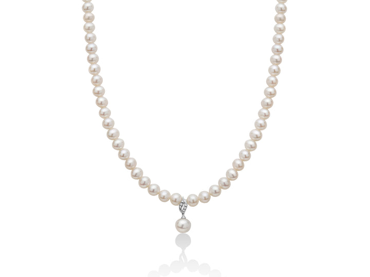 Collana Girocollo Perle Miluna Chiusura In Oro Bianco 750 Diamanti PCL5527V