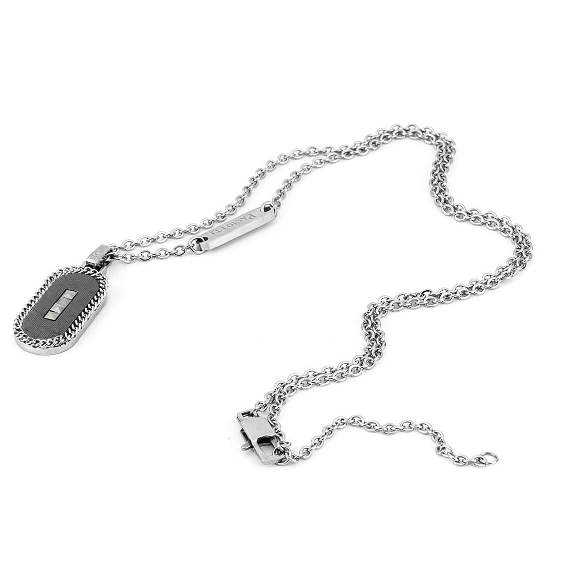 Collana Uomo Acciaio 4US Cesare Paciotti con inserto in acciaio brunito  4UCL4415